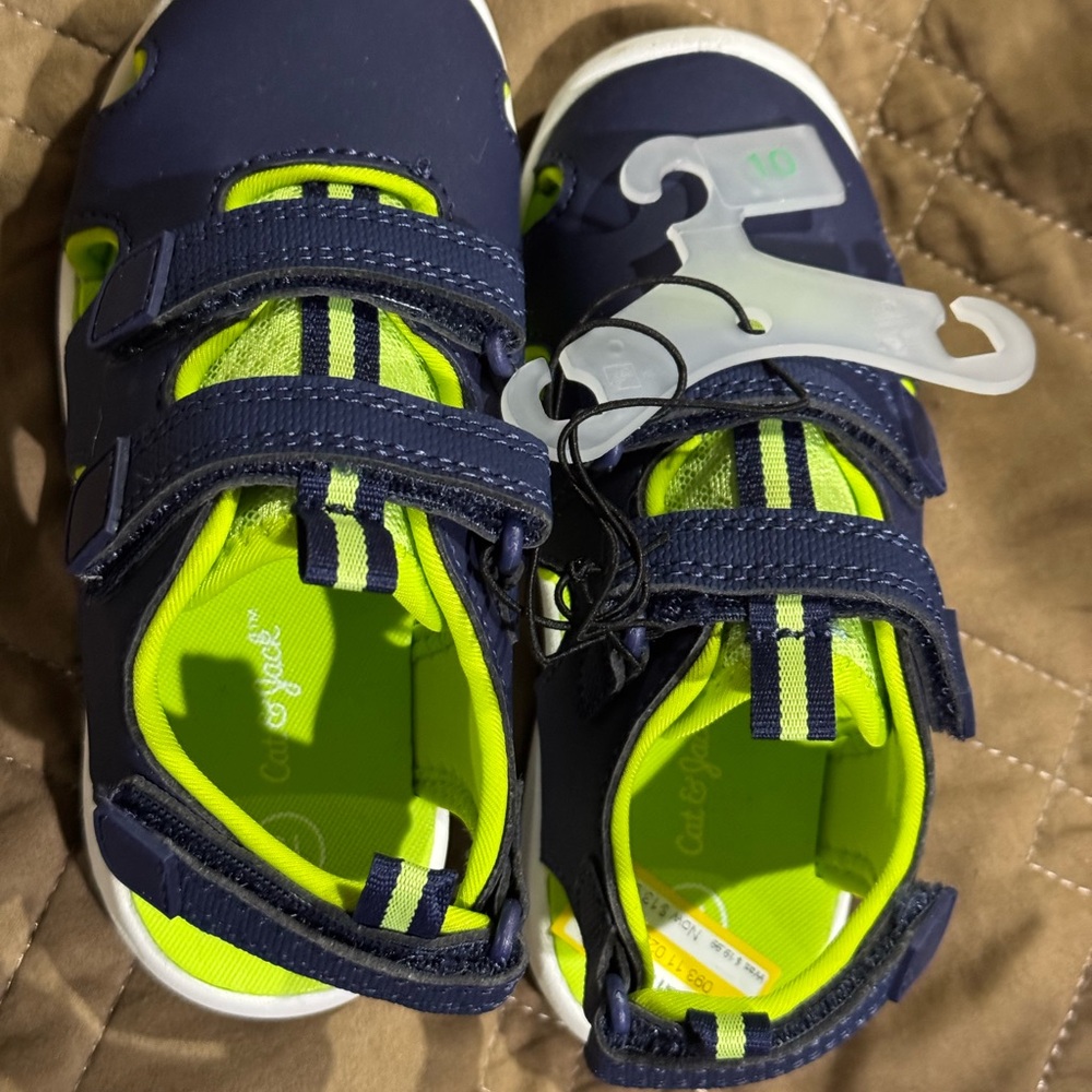 Cat & Jack Blue and Green Sporty Sandals with Velcro Straps